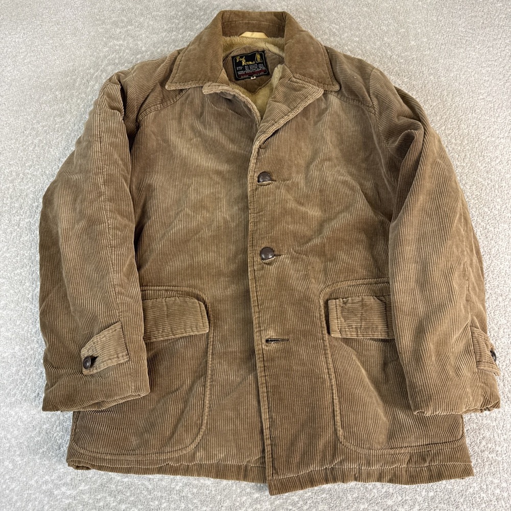 Bud Berma Corduroy Jacket Men's L Vintage Barn Coat Sherpa Lined Chore Coat